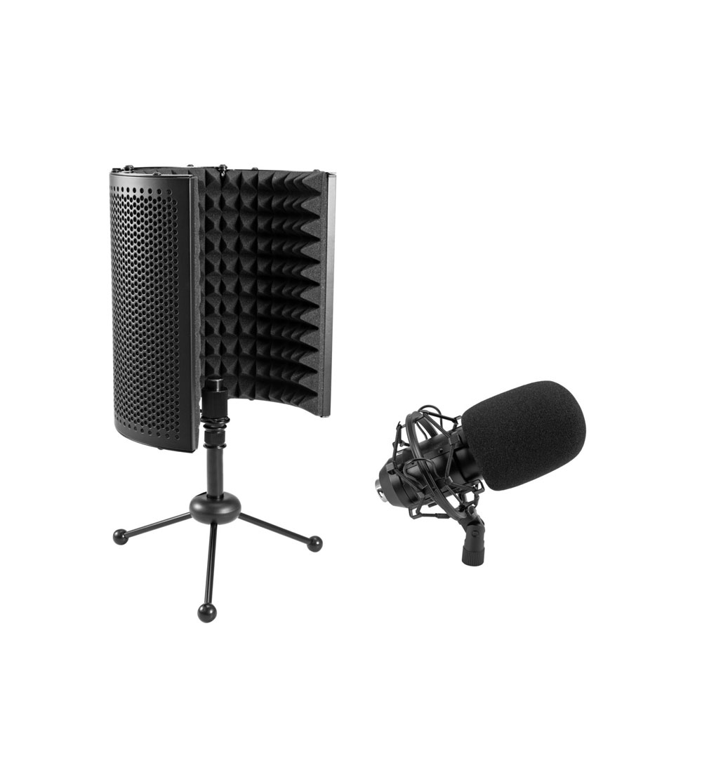 OMNITRONIC Set MIC CM-78MK2 Großmembran-Kondensatormikrofon + AS-04 Tisch-Mikrofon-Absorbersystem