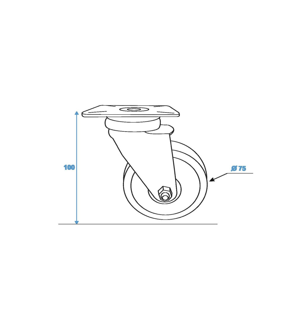 ROADINGER Lenkrolle 75mm grau