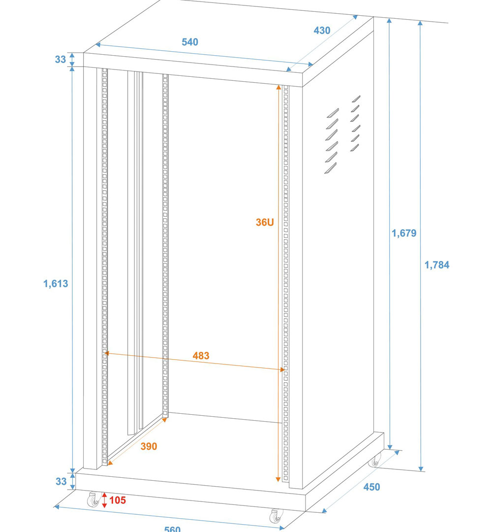 ROADINGER Stahl-Rack SR-19, 36HE