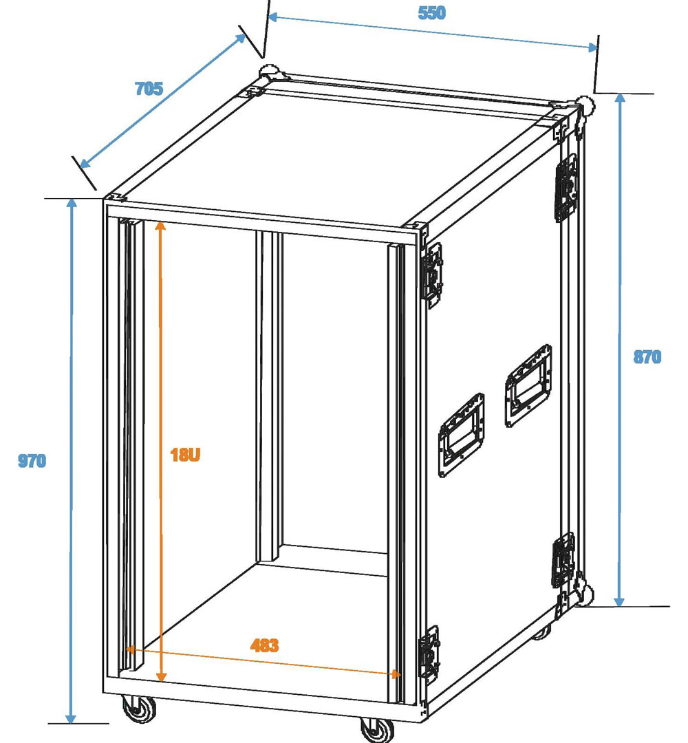 ROADINGER Verstärkerrack PR-2ST, 18HE, 57cm mit Rollen