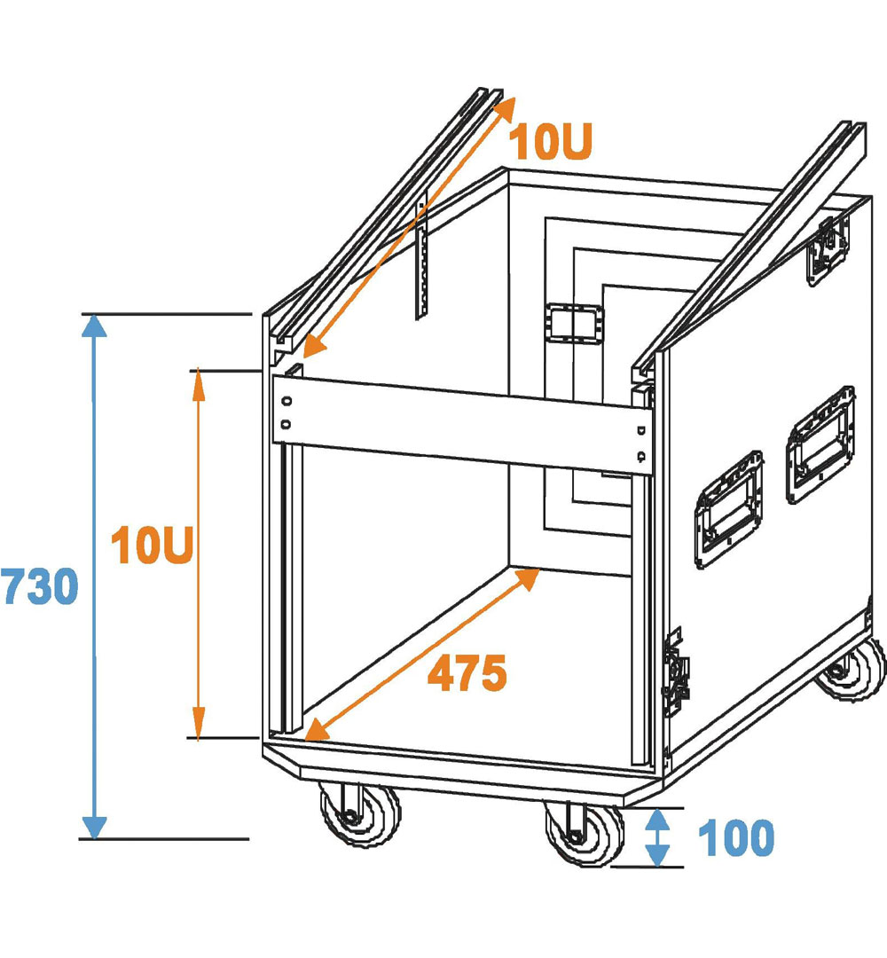 ROADINGER Spezial-Kombi-Case Profi, 10HE mit Rollen