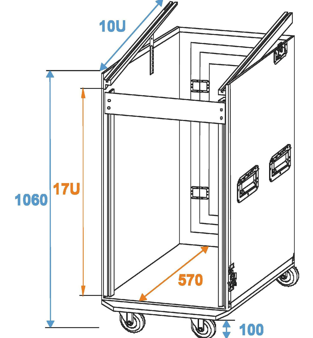 ROADINGER Spezial-Kombi-Case Profi, 17HE mit Rollen