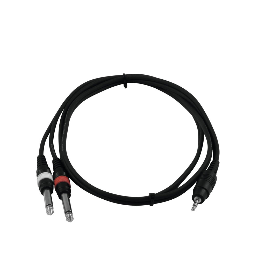 OMNITRONIC Adapterkabel 3,5 Klinke/2xKlinke 1,5m sw