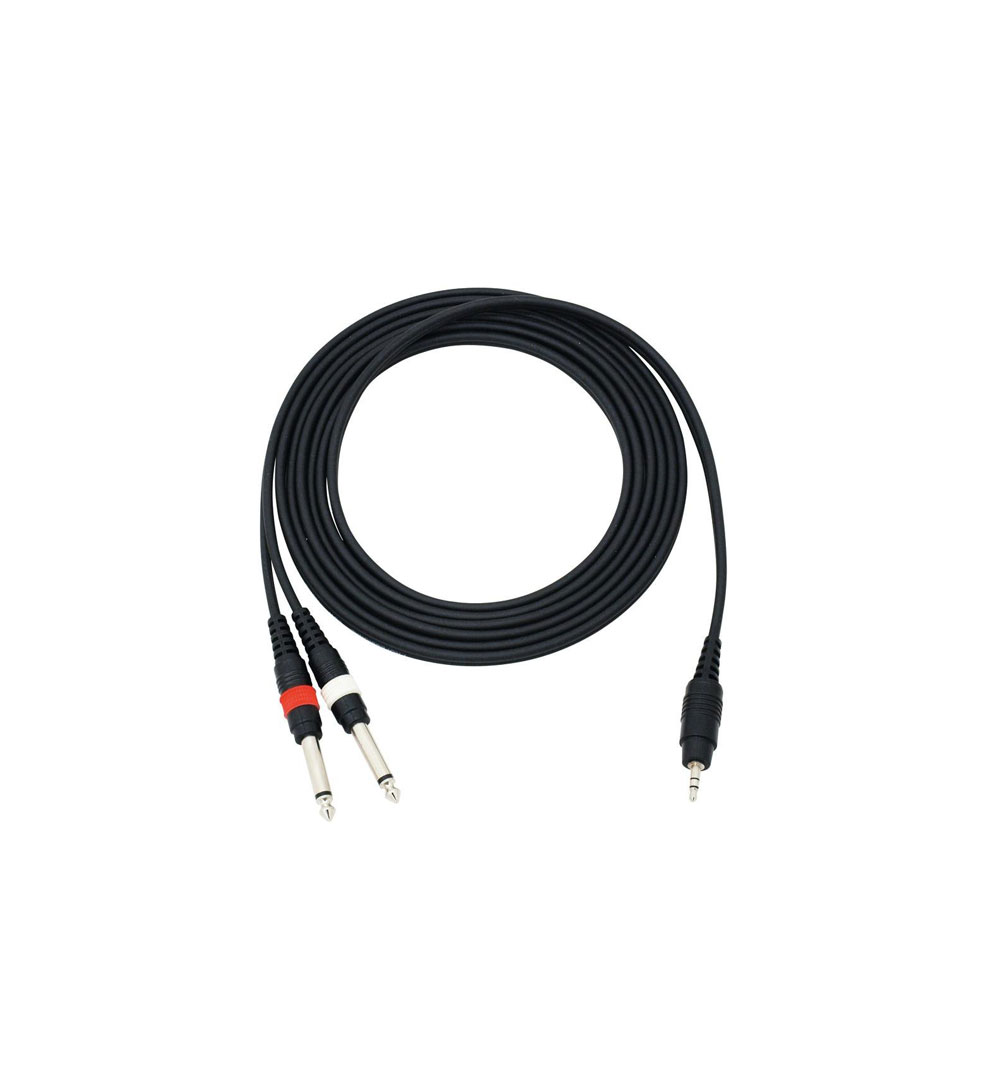 OMNITRONIC Adapterkabel 3,5 Klinke/2xKlinke 3m sw