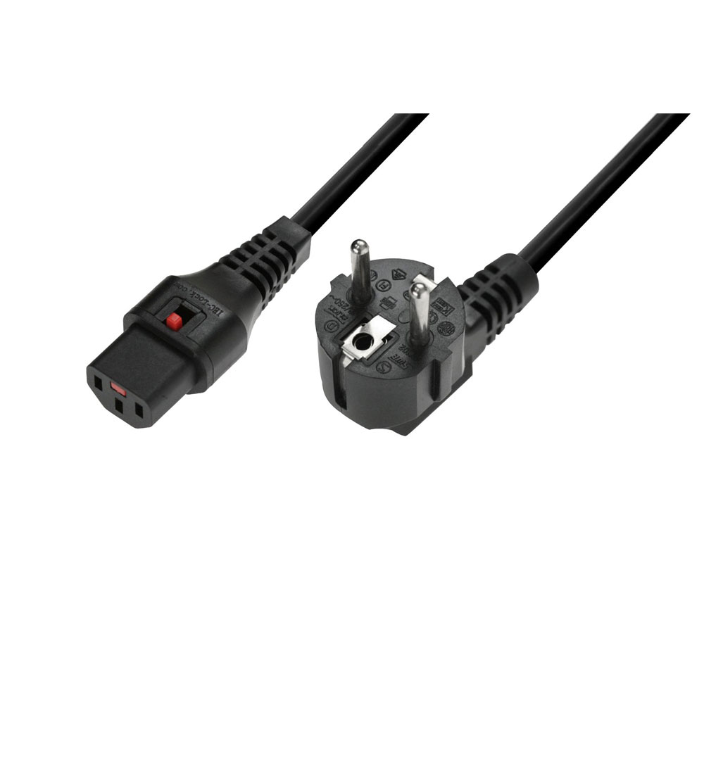 IEC LOCK Kaltgeräte Netzkabel verriegelbar 3x1,0 1m sw