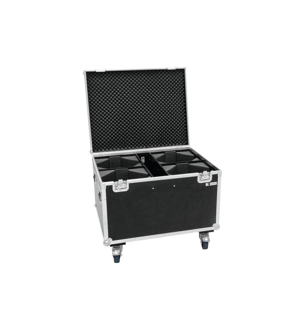 ROADINGER Flightcase 4x LED THA-100F/THA-120PC mit Rollen