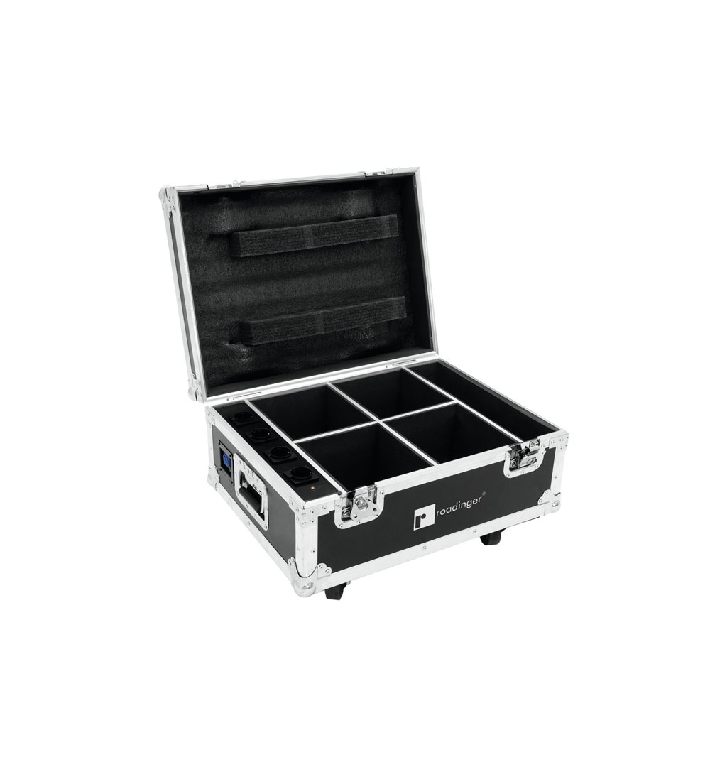 ROADINGER Flightcase 4x AKKU UP-4 QuickDMX mit Ladefunktion