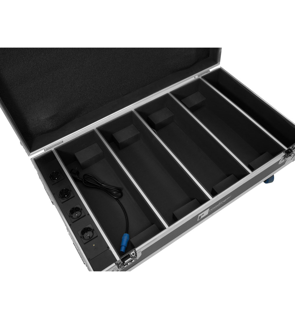 ROADINGER Flightcase 4x AKKU BAR-6 QCL mit Ladefunktion