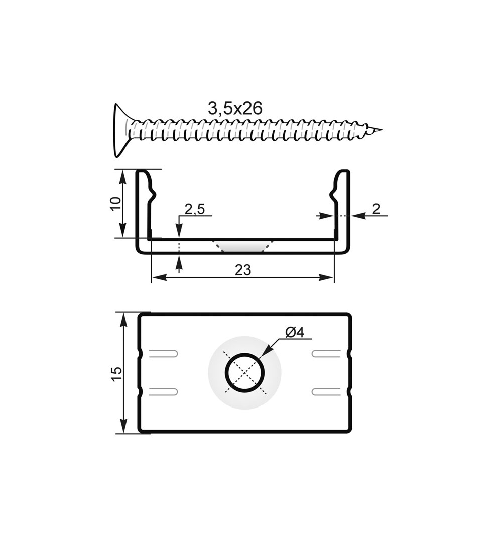 EUROLITE Halterung für U-Profil 20mm Kunststoff