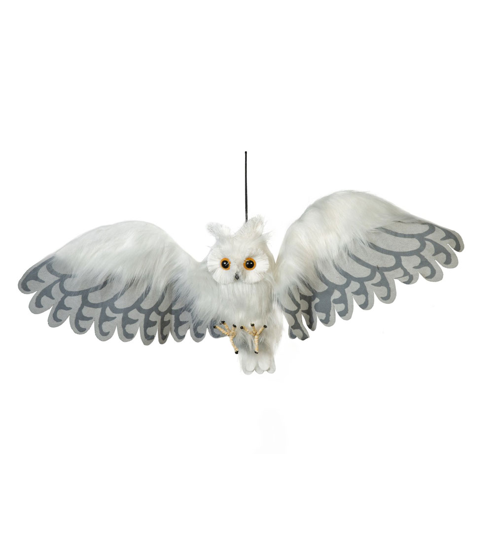 EUROPALMS Halloween Schnee-Eule, animiert, 80cm