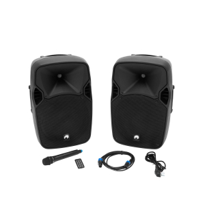 OMNITRONIC XFM-212AP Aktives 2-Wege Lautsprecherset mit Funkmikrofon