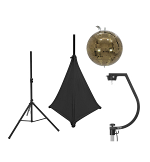 EUROLITE Set Spiegelkugel 30cm gold mit Stativ und Segel schwarz