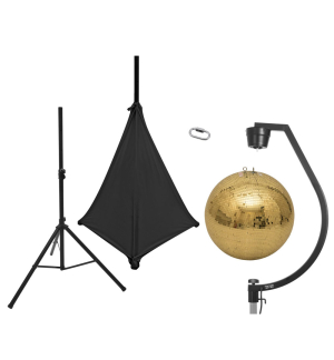 EUROLITE Set Spiegelkugel 50cm gold mit Stativ und Segel schwarz