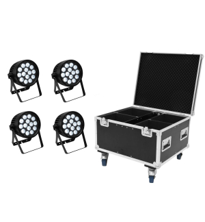 EUROLITE Set 4x AKKU IP PAR 14 HCL QuickDMX + Case