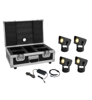 EUROLITE Set 4x AKKU Dot 1 RGB/WW QuickDMX sw + Ladegarät + Case