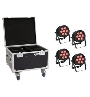 EUROLITE Set 4x LED IP PAR 7x8W QCL Spot + Case mit Rollen EUROLITE Set 4x LED IP PAR 7x8W QCL Spot + Case mit Rollen