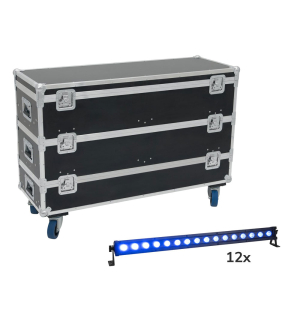 EUROLITE Set 12x LED IP T-Bar 16 QCL Leiste + Case mit Rollen EUROLITE Set 12x LED IP T-Bar 16 QCL Leiste + Case mit Rollen