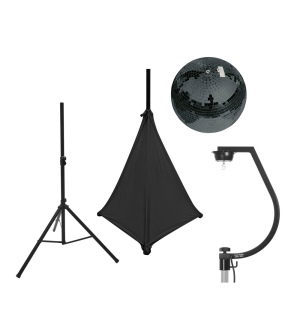 EUROLITE Set Spiegelkugel 30cm schwarz mit Stativ und Segel schwarz