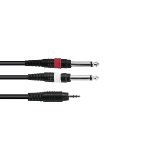 OMNITRONIC Adapterkabel 3,5 Klinke/2xKlinke 3m sw