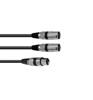 OMNITRONIC Adapterkabel XLR(F)/2xXLR(M) 0,5m sw