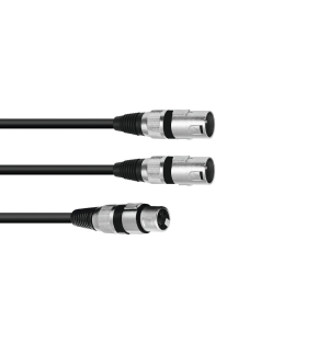OMNITRONIC Adapterkabel XLR(F)/2xXLR(M) 3m sw
