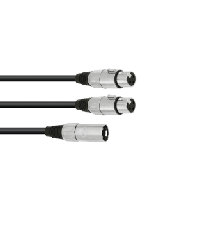 OMNITRONIC Adapterkabel XLR(M)/2xXLR(F) 0,5m sw
