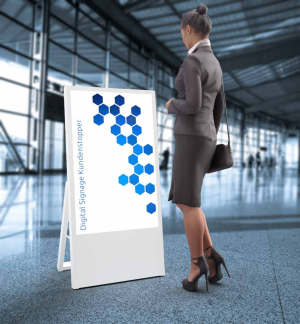 Digitaler Kundenstopper Smart Line mit 43" Samsung-Bildschirm Digitaler Kundenstopper Smart Line mit 43" Samsung-Bildschirm