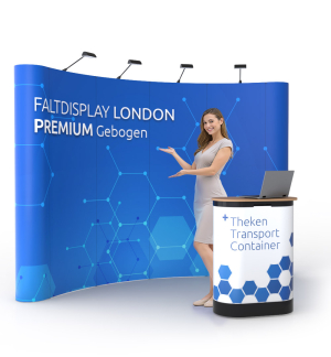 Faltdisplay London PREMIUM gebogen + Transportcontainer - Live01