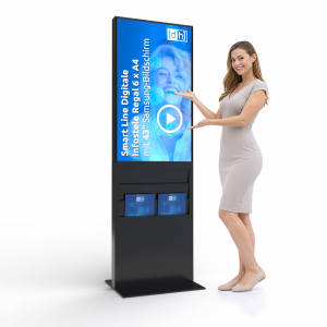 Smart Line Digitale Infostele Regal 6 x A4 mit 43" Samsung Bildschirm