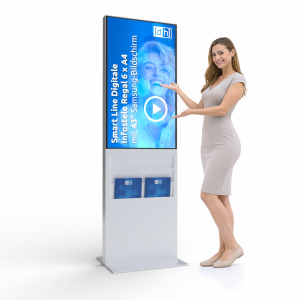 Smart Line Digitale Infostele Regal 6 x A4 mit 43 Zoll Samsung Bildschirm - weiß 43"