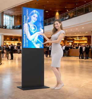 StreamLine Digitale Infostele mit 43" Samsung-Bildschirm Schwarz