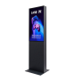 Digitale Smart Line Infostele doppelseitig mit Samsung-Bildschirm Schwarz - Perspektivansicht mit Werbung