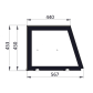 Saladette 3 Türen,137 x 70 gerader Glasaufbau, Klarglas mit schwarzem Rand