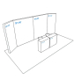PIXLIP GO Reihen Messestand 6 x 3,5m - Skizze