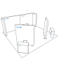 PIXLIP GO Reihen Messestand 6 x 7m - Skizze