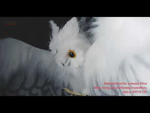 EUROPALMS Halloween Schnee-Eule, animiert, 80cm