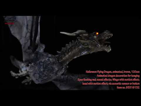 EUROPALMS Halloween Flying Dragon, animiert, braun, 120cm
