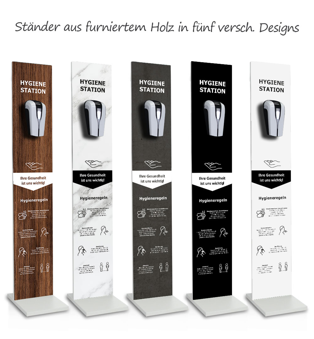 Desinfektionsständer Wood mit Sensor Printed 