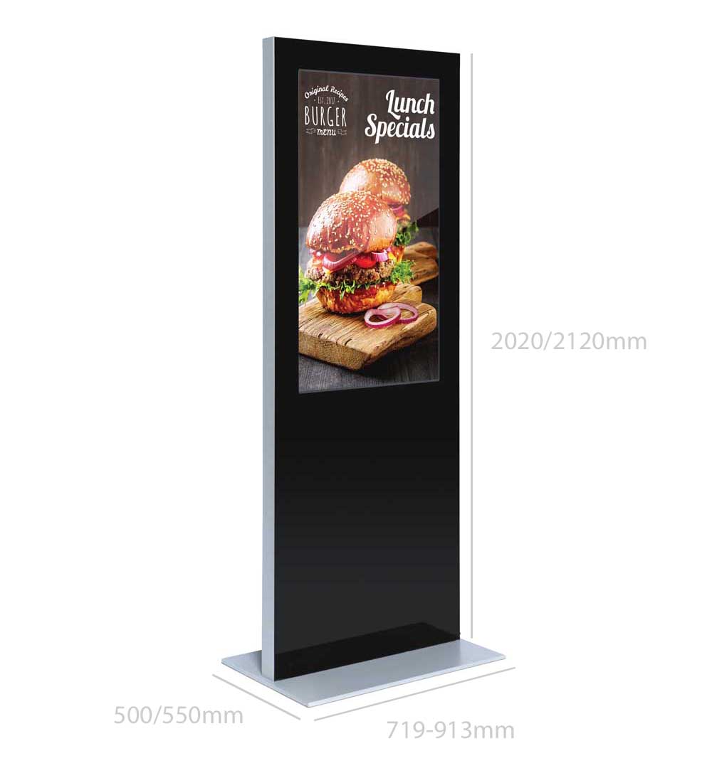 Digital Signage Werbesäule Slim - Maße