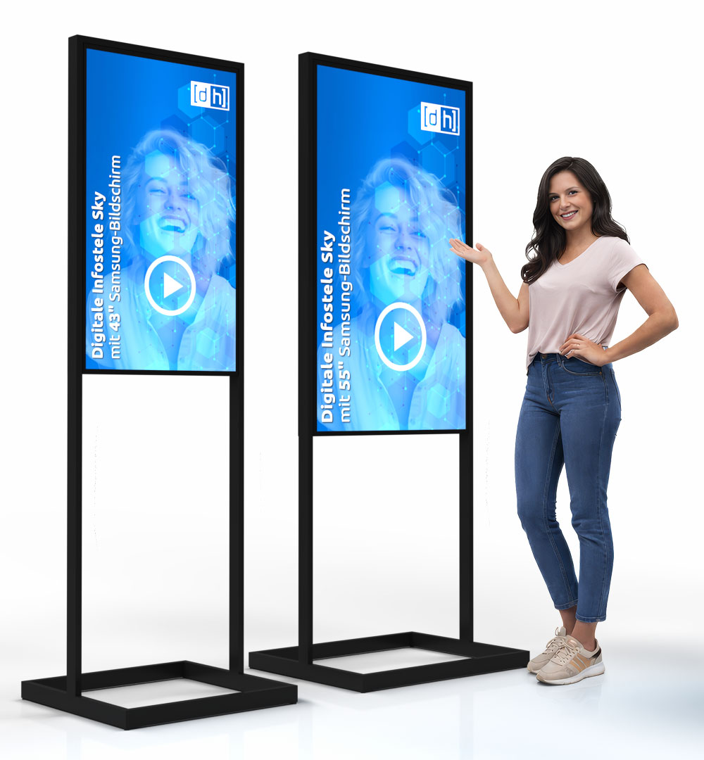 Digitale Infostele Sky mit Samsung-Bildschirm - Vergleich 43" und 55"