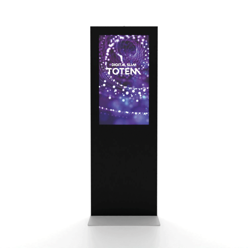 Digitale Infostele Slim mit 43 Zoll Samsung-Bildschirm - GIF 360 Grad mit Werbung 