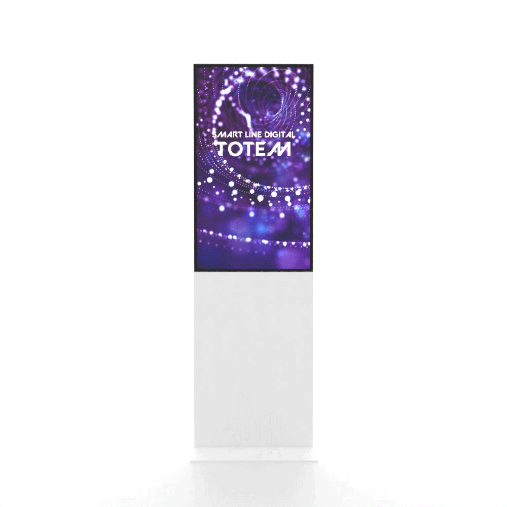 Digitale Infostele Smart Line mit Samsung Bildschirm - GIF 360 Grad mit Werbung weiß