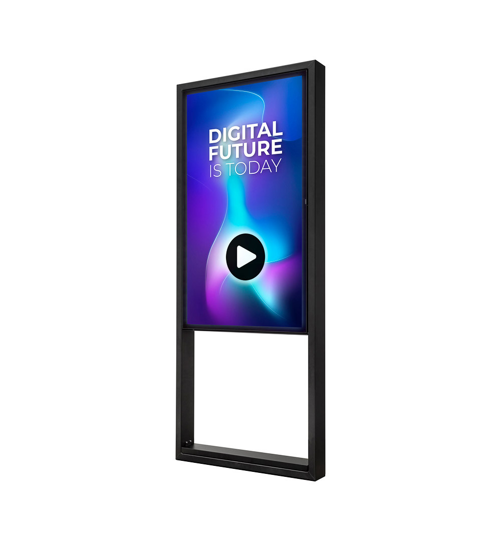 Digitale Outdoor Stele Design mit 55 Zoll Samsung-Bildschirm - Perspektivansicht 
