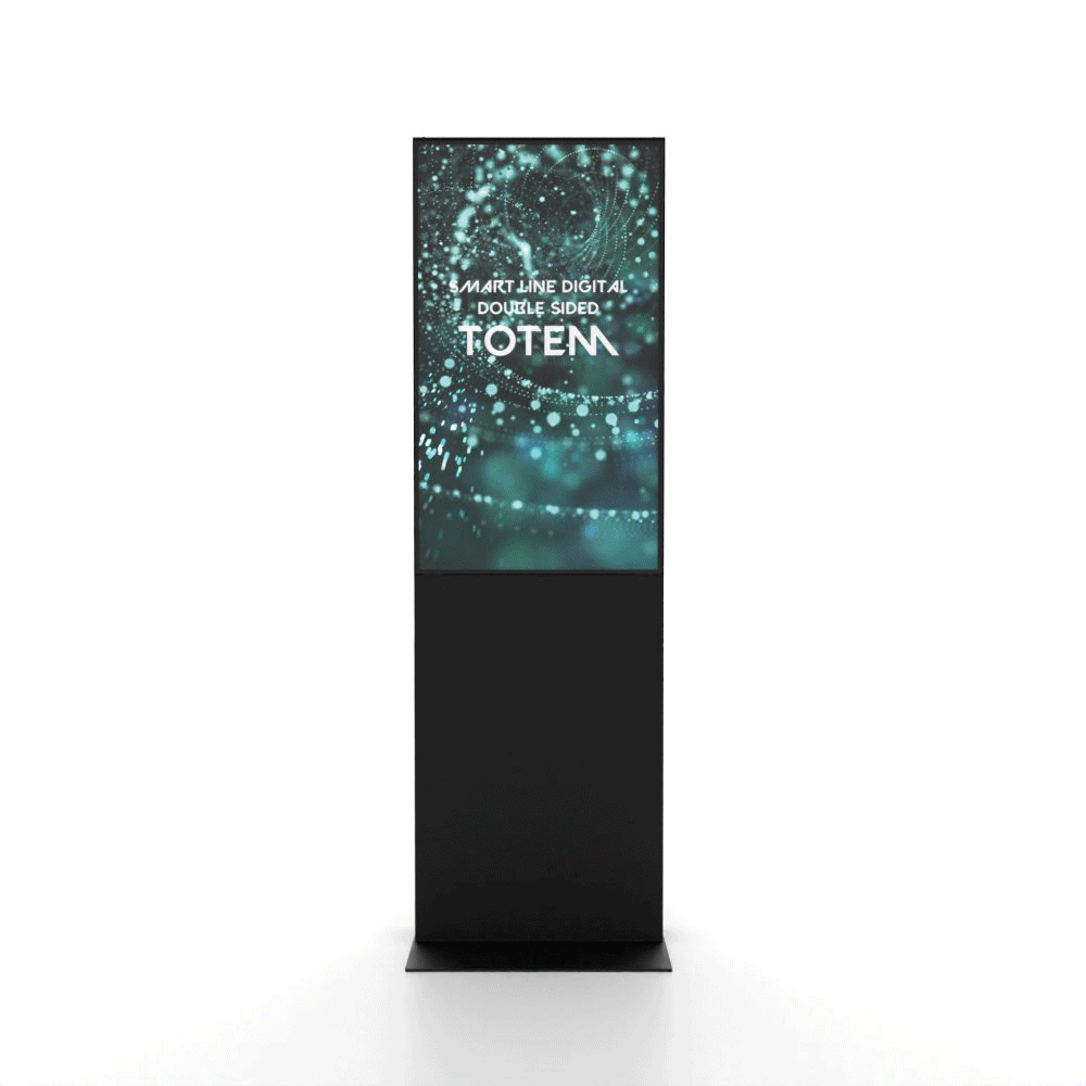 Digitale Smart Line Infostele doppelseitig mit Samsung-Bildschirm Schwarz 43 Zoll - GIF 360 Grad mit Werbung 