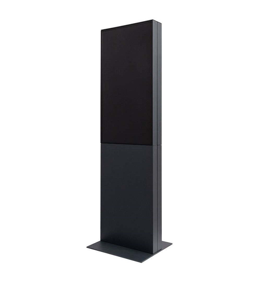 Digitale Smart Line Infostele doppelseitig mit Samsung-Bildschirm Schwarz - Perspektivansicht ohne Werbung 