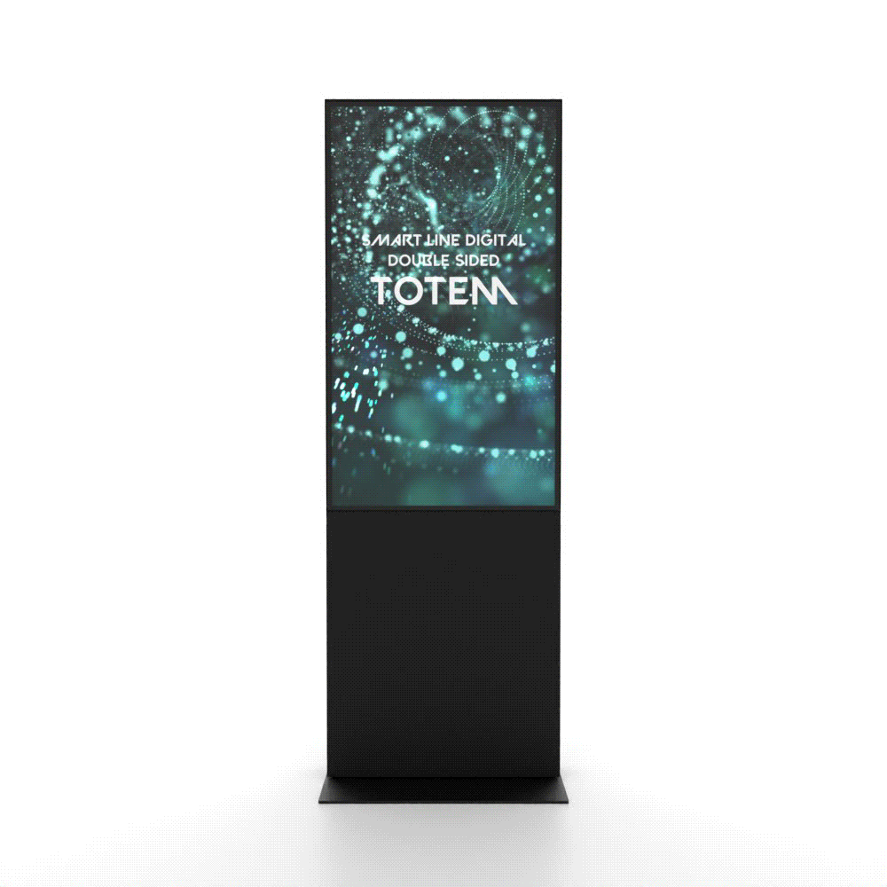 Digitale Smart Line Infostele doppelseitig mit Samsung-Bildschirm Schwarz 50 Zoll - GIF 360 Grad mit Werbung 