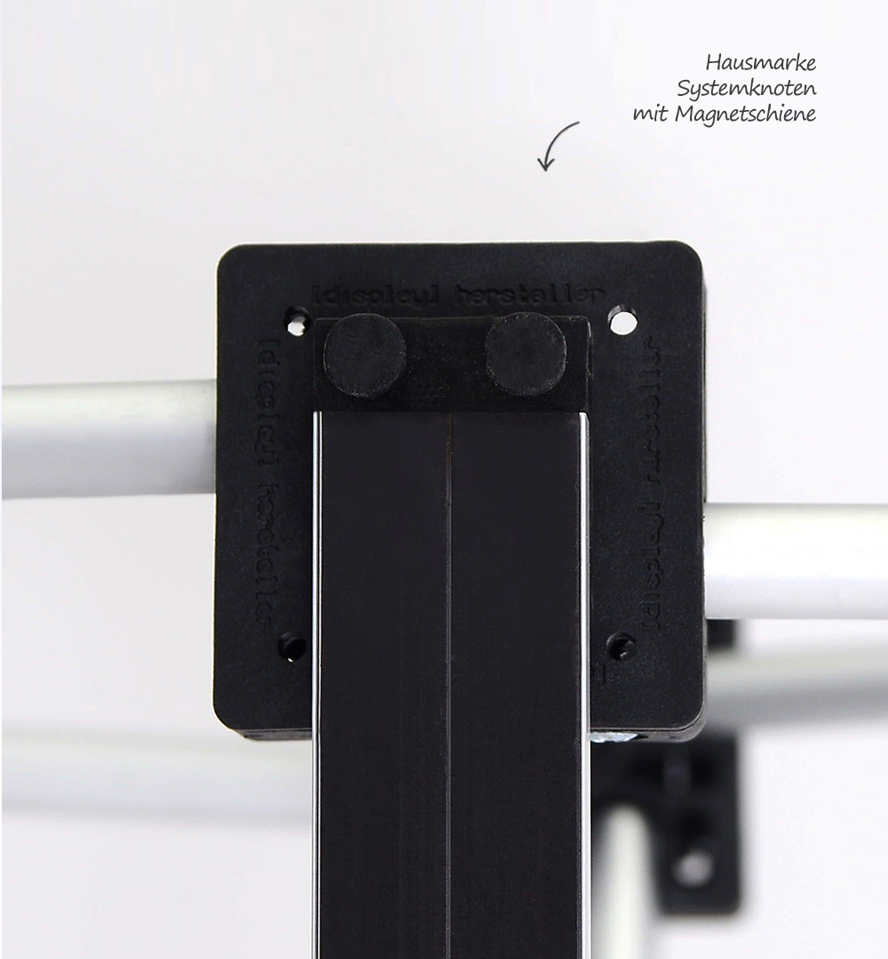 Mobiler Messestand U6 Form - Faltdisplay London PREMIUM Systemknoten mit Magnetschiene