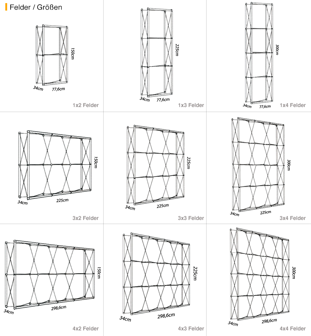 Faltdisplay Pop-Up MODULAR gerade - Größen