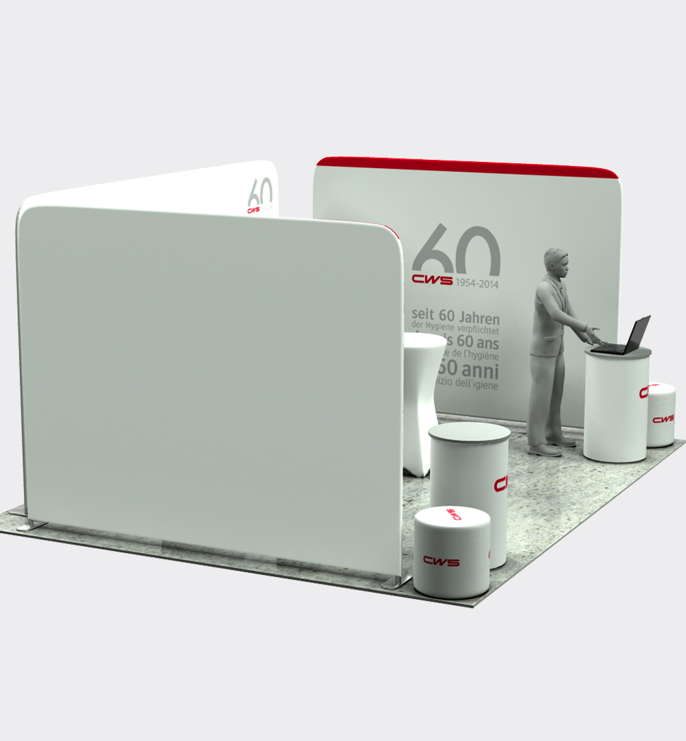 Messestand Faltwand Textil Evolution Straight U3 Form - Seite