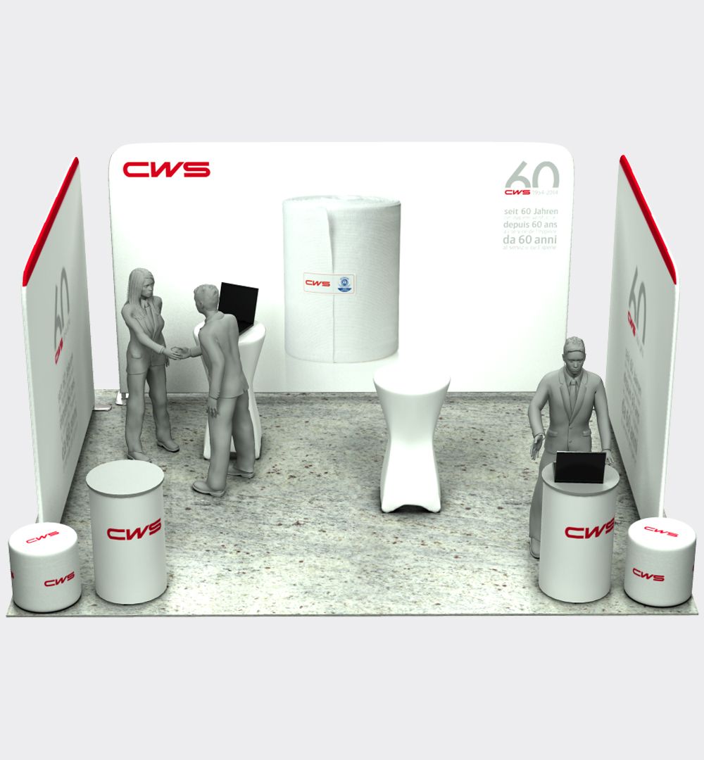Messestand Faltwand Textil Evolution Straight U3 Form